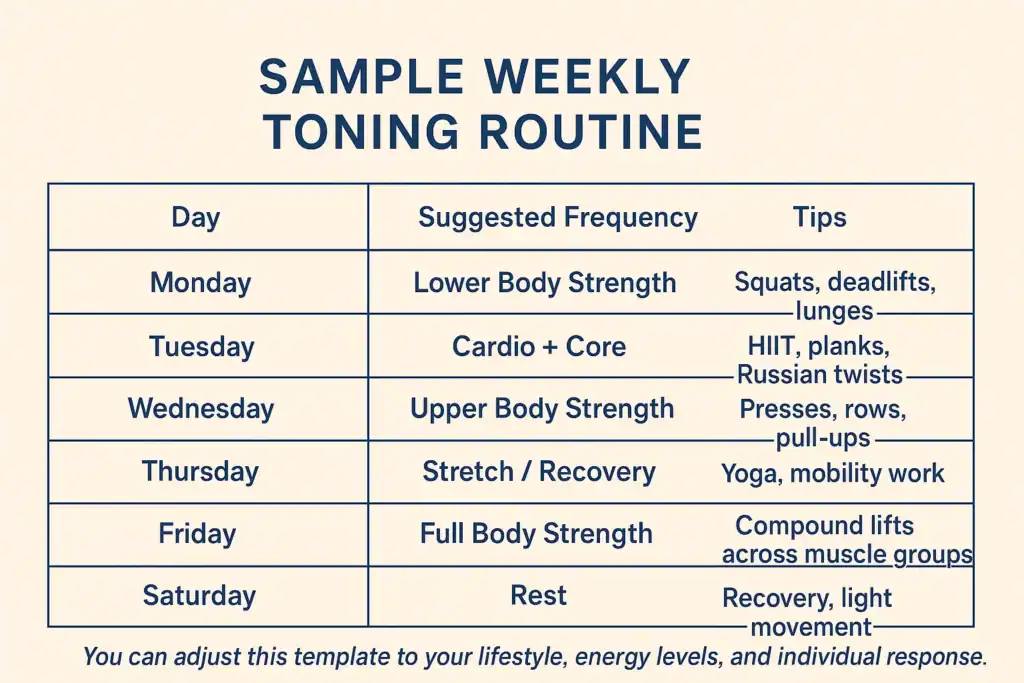 Achieving the Perfect Tone: How Often Should You Exercise for Results? 4 Weekly exercise Rochester plan graphic