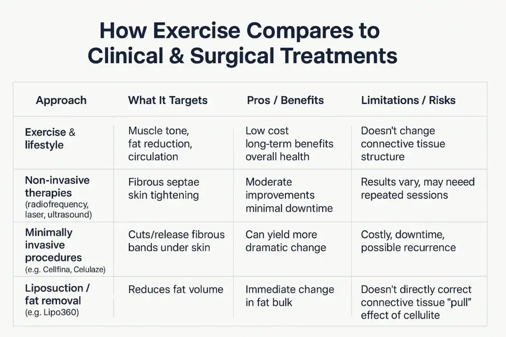 Sculpting Your Bum: Can Toning Exercises Really Reduce Cellulite? 2 How exercise compares to treatments from Lipo 360 Rochester